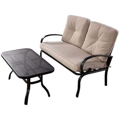 Изображение 2 pcs Patio Outdoor Cushioned Coffee Table Seat-Beige - Color: Beige