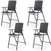 Foto de Set of 4 Folding Rattan Bar Chairs with Footrests and Armrests for Outdoors and Indoors - Color: Brown