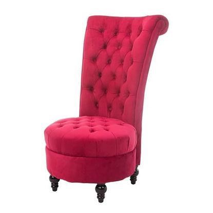 Picture of Red Tufted High Back Plush Velvet Upholstered Accent Low Profile Chair