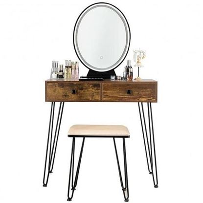 Picture of Industrial Makeup Dressing Table with 3 Lighting Modes-Blue - Color: Blue