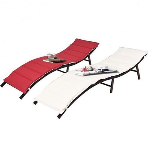 Picture of 2Pcs Folding Patio Lounger Chair