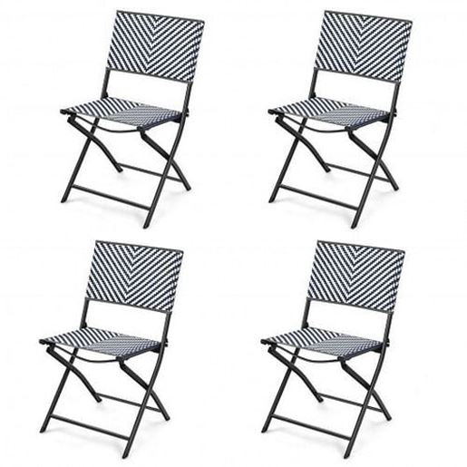 Picture of Set of 4 Patio Folding Rattan Dining Chairs for Camping and Garden