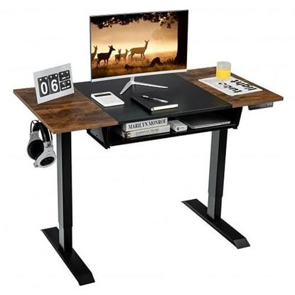 Picture of 48 Inch Electric Sit to Stand Desk with Keyboard Tray-Black - Color: Black