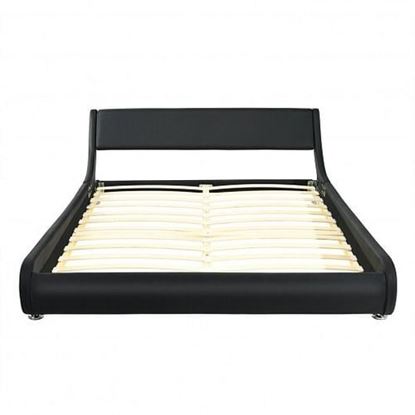Image de Full Size Faux Leather Upholstered Platform Bed Adjustable Headboard-Black - Color: Black