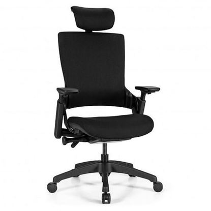 Picture of Reclining Computer Desk Chair with 3D Armrests and Headrest - Color: Black