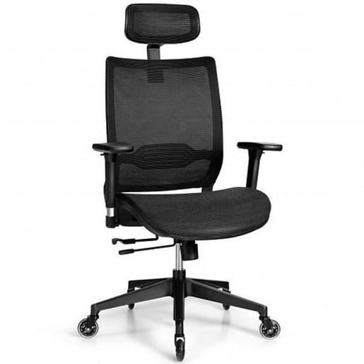 Picture of Adjustable Mesh Computer Chair with Sliding Seat and Lumbar Support-Black - Color: Black