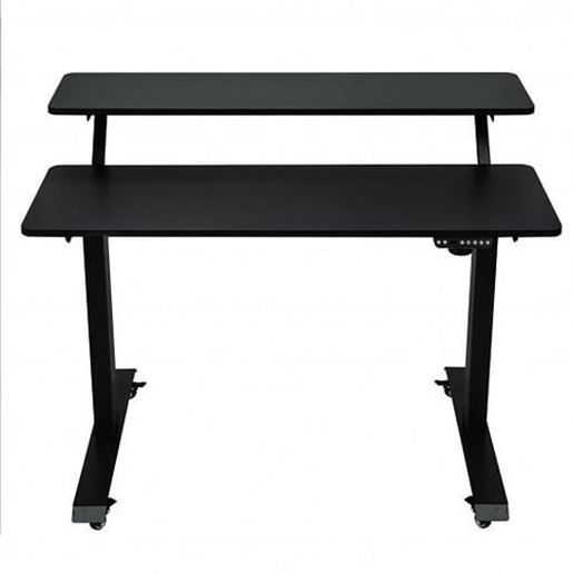 Picture of Electric 2-Tier Standing Desk Mobile Sit Stand Desk Height Adjustable-Black - Color: Black