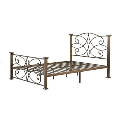 Picture of Full size Gold Metal Platform Bed Frame with Headboard and Footboard