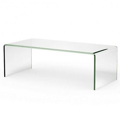 Picture of 42.0" x 19.7" Clear Tempered Glass Coffee Table with Rounded Edges