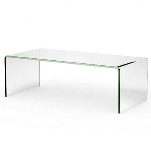 Picture of 42.0" x 19.7" Clear Tempered Glass Coffee Table with Rounded Edges - Color: Transparent