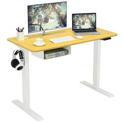 Picture of 48-Inch Electric Standing Adjustable Desk with Control Panel and USB Port-Natural - Color: Natural