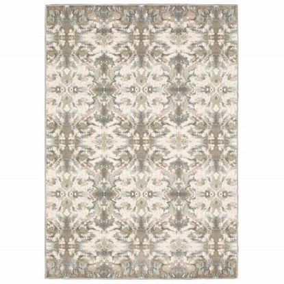 Picture of 7' x 10' Ivory Gray Abstract Ikat Indoor Area Rug