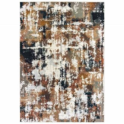 Picture of 7' x 10' Ivory Gray Abstract Sectors Indoor Area Rug