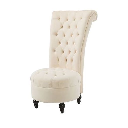 Picture of Cream Tufted High Back Plush Velvet Upholstered Accent Low Profile Chair