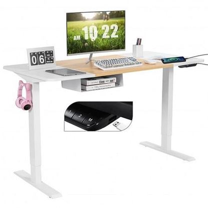 Image de 55 x 28 Inch Electric Adjustable Sit to Stand Desk with USB Port-White - Color: White