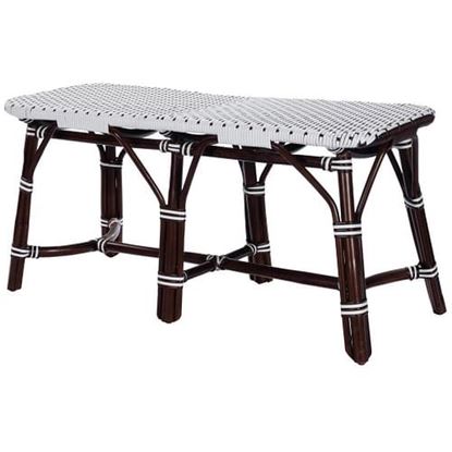 Picture of Dark Brown and White Rattan Bench