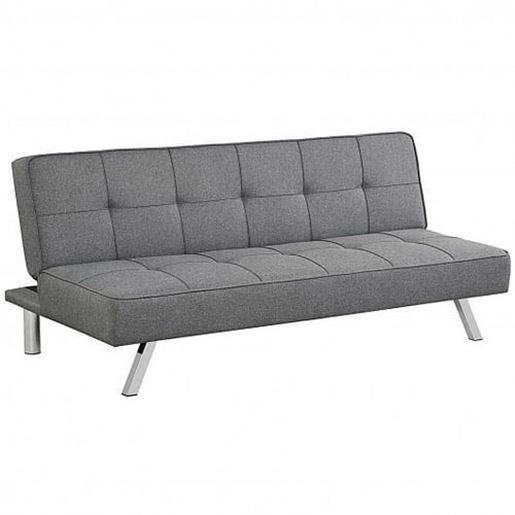 Picture of Convertible Futon Sofa Bed Adjustable Sleeper with Stainless Steel Legs - Color: Gray