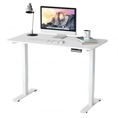 Picture of Electric Height Adjustable Standing Desk with Memory Controller-White - Color: White