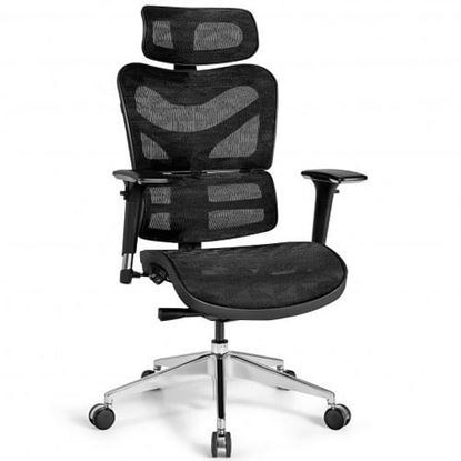 Picture of Ergonomic Mesh Adjustable High Back Office Chair with Lumbar Support-Black - Color: Black