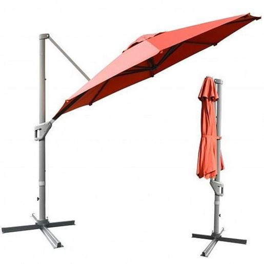 Picture of 11ft Patio Offset Umbrella with 360?Â° Rotation and Tilt System-Orange - Color: Orange