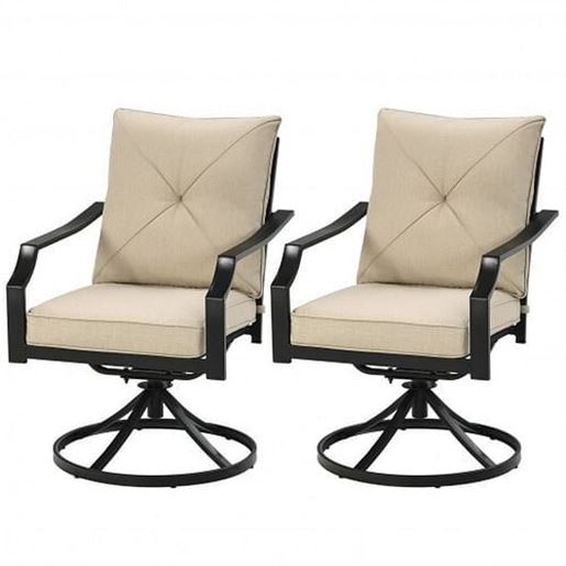 Picture of Set of 2 Patio Swivel Dining Chairs with Cushions