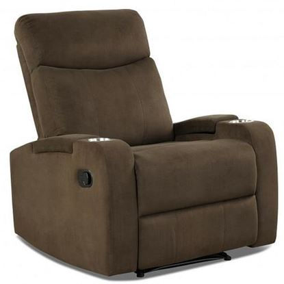 Picture of Recliner Chair Single Sofa Lounger with Arm Storage and Cup Holder for Living Room-Coffee - Color: Coffee