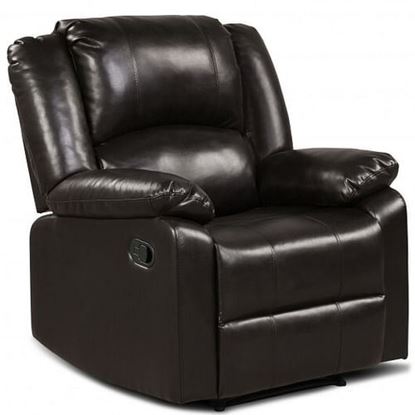 Picture of Recliner Chair Lounger Single Sofa for Home Theater Seating with Footrest Armrest-Brown - Color: Brown