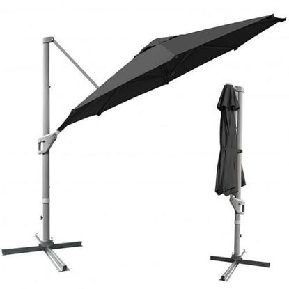 Picture of 11ft Patio Offset Umbrella with 360?Â° Rotation and Tilt System-Gray - Color: Gray