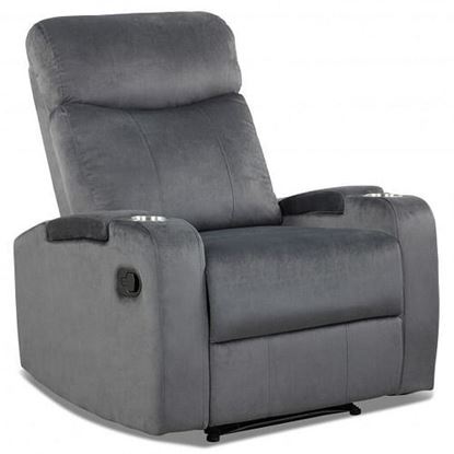 Picture of Recliner Chair Single Sofa Lounger with Arm Storage and Cup Holder for Living Room-Gray - Color: Gray