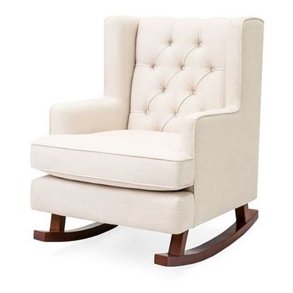 Picture of Beige Soft Tufted Upholstered Wingback Rocker Rocking Chair