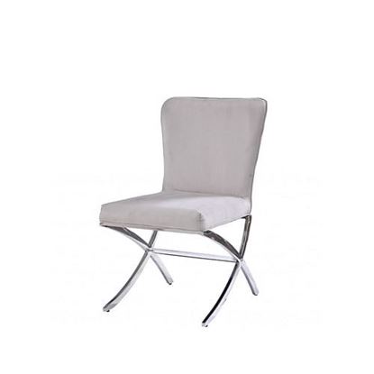 Foto de 24" X 19" X 35" Velvet Chrome Metal Upholstered Seat Side Chair Set2