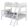 Picture of Twin over Full Bunk Bed Rubber Wood Convertible with Ladder Guardrail-White - Color: White