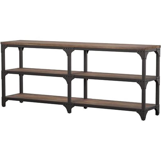 Picture of 72" Rustic Weathered Oak Finish Console Storage Table