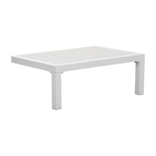 图片 White Aluminum and Wood Side Table