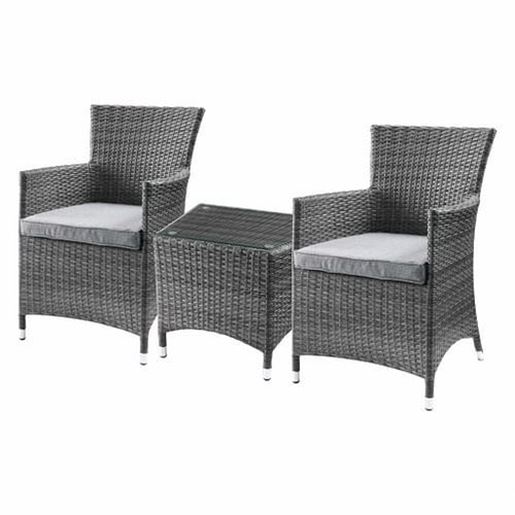 图片 Updated Modern 3 Piece Gray Highback Wicker Patio Set