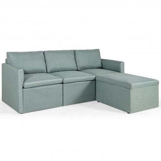 Picture of Convertible L-Shaped Sectional Sofa Couch with Reversible Chaise-Green