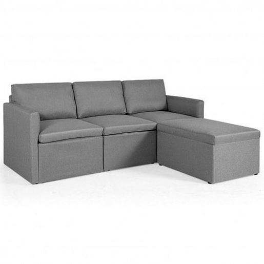 Picture of Convertible L-Shaped Sectional Sofa Couch with Reversible Chaise-Dark Gray - Color: Dark Gray