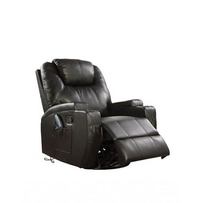 Picture of 34" X 37" X 41" Black Bonded Leather Match Swivel Rocker Recliner With Massage