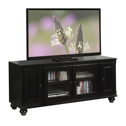 Picture of 19" X 58" X 26" Black Wood Glass Veneer (Melamine) TV Stand