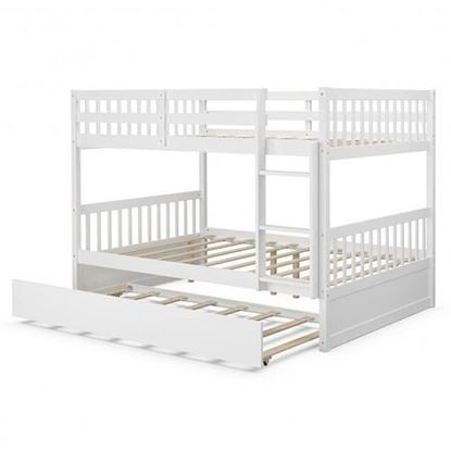 Picture of Full over Full Bunk Bed Platform Wood Bed - Color: White