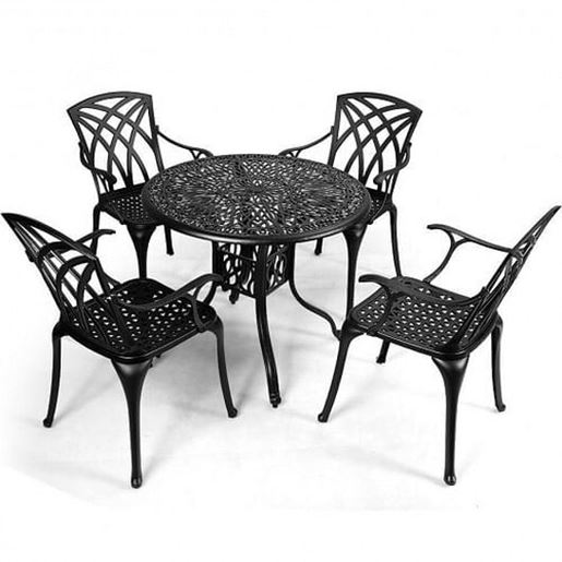 Picture of 5 Pieces Outdoor Cast Aluminum Patio Dining Set with Umbrella Hole