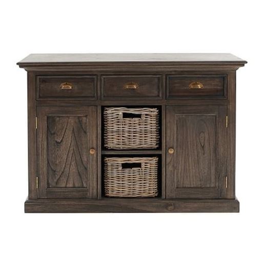 Picture of Modern Farmhouse Espresso Wash Large Accent Cabinet with Baskets