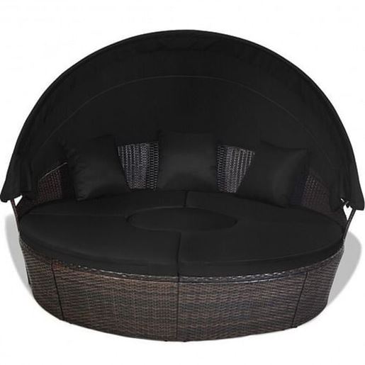 Picture of Outdoor Daybed with Retractable Canopy - Color: Black