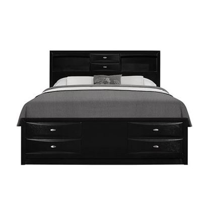 Picture of Black Veneer Full Bed with bookcase headboard  10 drawers