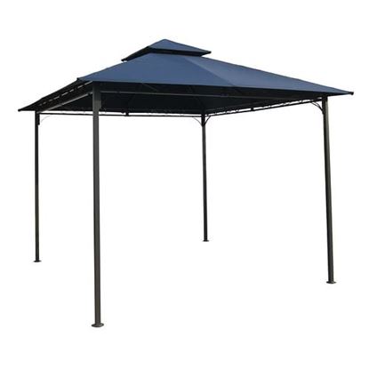 Picture of 10Ft x 10Ft Outdoor Garden Gazebo with Iron Frame and Navy Blue Canopy
