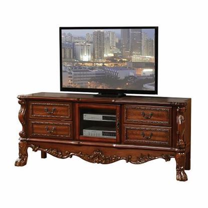 Picture of 19" X 79" X 31" Cherry Oak Wood Poly Resin Glass TV Console