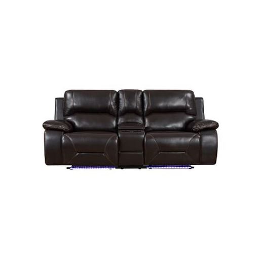 Picture of 77" X 40" X 40" Brown  Power Reclining Console Loveseat