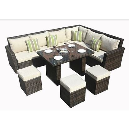 Picture of 180.96" X 33.54" X 34.71" Brown 8Piece Outdoor Sectional Set with Cushions