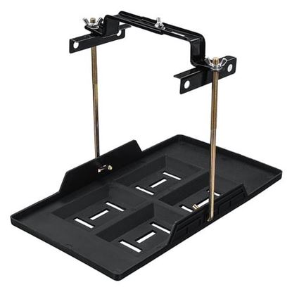 Foto de 23x34.5CM Universal Battery Tray Adjustable Hold Down Clamp kit Cycle Sturdy Metal Construction