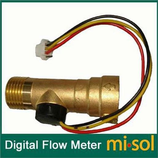 Image sur 1-30L/min Electronic Flow Sensor Meter Copper for Solar Water Heater